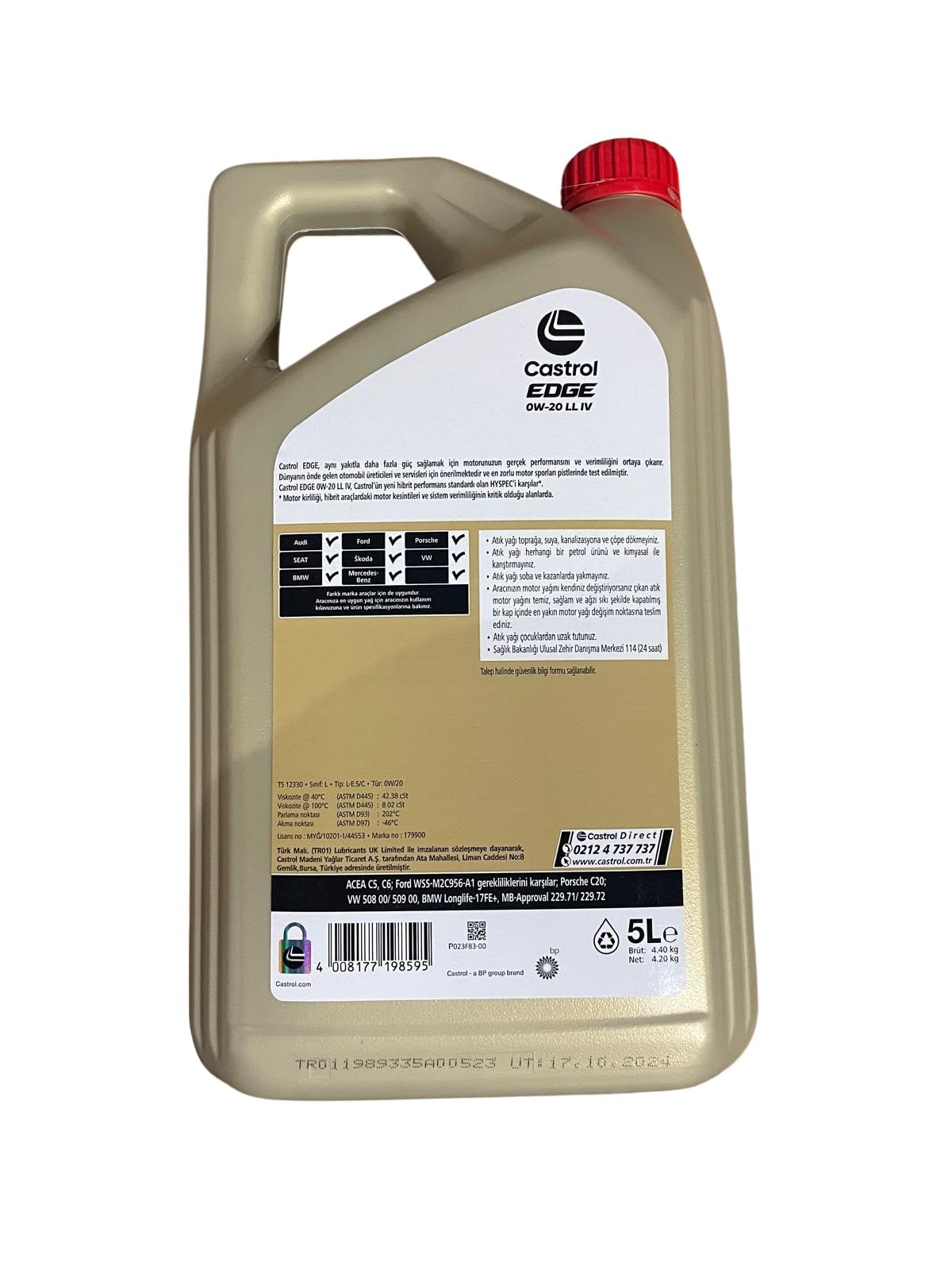 Castrol EDGE 0W-20　8L Castrol Edge 0W-20 LL IV 5 LİTRE 2025 Ü.T : Amazon.com.tr: Otomotiv